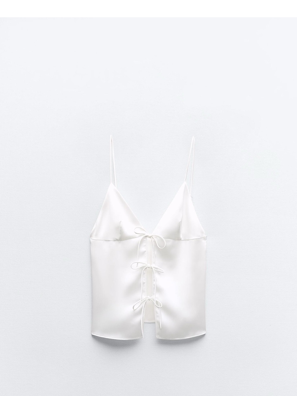 Zara White Satin Tie-Back Camisole